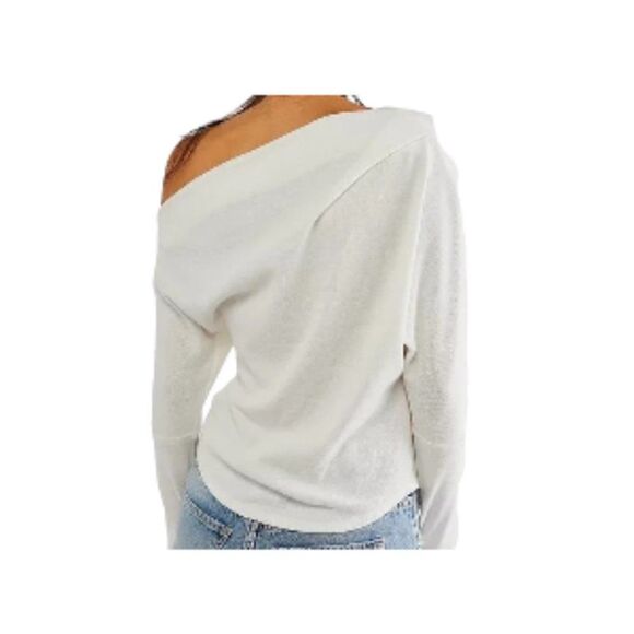 Free People Fuji One-Shoulder Thermal Top Ivory XS NWT (Note) - Picture 2 of 2